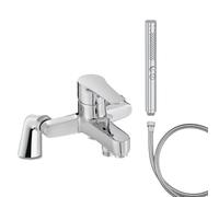 Mitigeur baignoire JACOB DELAFON July + pommeau de douche Shift+ rond + flexible de douche métal + colonnettes