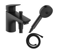 Mitigeur baignoire mécanique HANSGROHE Logis C2 + pack pommeau Pulsify Select 3 jets EcoSmart + flexible Isiflex 160 cm noir mat