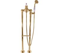 Mitigeur baignoire sur pied LABE avec douchette en laiton doré 110 cm-Chrome céramique---Chrome céramique