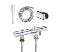 Mitigeur baignoire thermostatique GROHE Precision Get avec colonnettes Idro'Flex + Douchette 1 jet + Flexible + Support