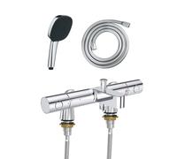 Mitigeur baignoire thermostatique GROHE Precision Get avec colonnettes Idro'Flex + Douchette 2 jets Comfort + Flexible