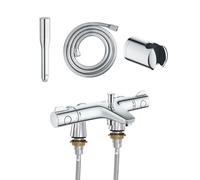 Mitigeur baignoire thermostatique GROHE Precision Trend avec colonnettes Idro'Flex + Douchette 1 jet + Flexible + Support