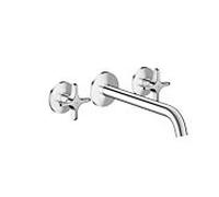 Mitigeur bain/douche 3 trous hansgrohe AXOR One 48430000 encastré, saillie 220 mm, pour montage mural, avec poignée croisillon, chromé