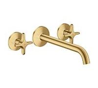 hansgrohe AXOR One robinetterie de baignoire 3 trous encastrée pour montage mural avec poignées croisillons, 48430250, Couleur: Optique or brossé