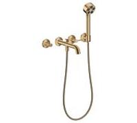 Mitigeur bain/douche 3 trous hansgrohe AXOR One 48444140 encastré, saillie 220 mm, avec douchette à main, avec poignée à levier, bronze brossé