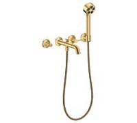 Mitigeur bain/douche 3 trous hansgrohe AXOR One 48444250 encastré, saillie 220 mm, avec douchette à main, avec poignée à levier, aspect or brossé