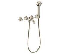 Mitigeur bain/douche 3 trous AXOR hansgrohe One 48444820 encastré, saillie 220 mm, avec douchette à main, avec poignée à levier, nickel brossé