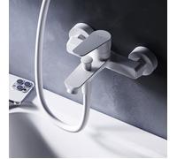 AM.PM Hit FTA10033 - Mitigeur Bain Douche Blanc Mat, Mitigeur Baignoire Monotrou avec Bec, Colonnette Baignoire, Robinet Monocommande à Économie d’Eau, Résistant aux Fissures
