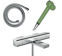 Mitigeur bain douche Ecostat E HANSGROHE + pommeau Jocolino crocodile + flexible Isiflex 160 cm