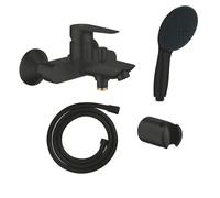 Mitigeur bain douche mécanique GROHE Start Edge 2020 noir mat + Douchette 2 jets Vitalio GROHE Start 110 avec flexible et support