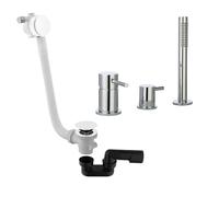 Mitigeur bain douche mécanique sur table PAINI Cox chromé + Vidage remplissage trop plein et bonde clic-clac siphon 90cm PAINI noir mat
