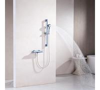 Mitigeur Bain Douche Mural Entraxe 150 avec Douche a Main Robinet Cascade avec Barre de Douche Relevable,Bleu