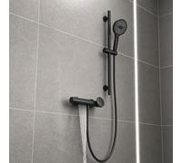 Mitigeur Bain Douche Mural Entraxe 150 Robinet Baignoire Cascade Robinet Salle Bain avec Douchette a Main 3 Modes,Noir