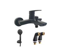 Mitigeur bain douche mural Ruby + Minikit douchette 3 jets rond Ruby + Colonnettes Noir mat