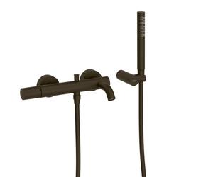 Mitigeur bain Douchette à main anticalcaire avec support orientable Noir métallisé brossé - TRES 26117001KMB