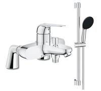 Mitigeur bain mécanique GROHE Bauloop avec ensemble de douche GROHE Vitalio Start avec colonnettes