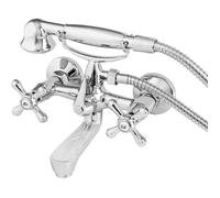 Mitigeur bain mural rétro argenté, laiton chromé, robinet douche avec flexible 150 cm, cartouches 1/2"", SIGO
