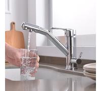Mitigeur Cuisine 3 Voies Osmoseur Pivotant Robinet D'Évier de Cuisine Laiton 3 en 1 Robinet 3 Voies Cuisine-Chrome