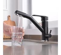 Mitigeur Cuisine 3 Voies Osmoseur Pivotant Robinet D'Évier de Cuisine Laiton 3 en 1 Robinet 3 Voies Cuisine-Noir