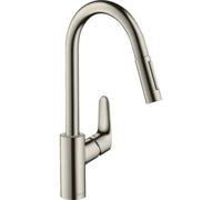 Mitigeur cuisine avec douchette extractible 2 jets - aspect acier inox - Focus M41 HANSGROHE