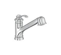Jacob Delafon - Mitigeur d'Évier de Cuisine Fairfax - Design Rétro - Douchette Extractible 2 Jets Économe en Eau - Bec Pivotant sur 90° - Hauteur sous Bec 15,10 cm - Finition Chrome - E76091-CP