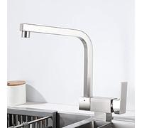 Mitigeur Cuisine Rabattable pour Devant Une Fenetre Laiton Robinet Cuisine Brossé Carré Chaude et Froide Pivotant Robinet de Cuisine-Mode Unique