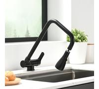 Mitigeur Cuisine Rabattable, Robinet Cuisine Rabattable Avec 3 Jets Modes,robinet Cuisine Pliable Pour Fenêtre,Mitigeur Evier Cuisine En Acier Inoxydable 304 Brossé (noir)