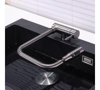 Mitigeur Cuisine Rabattable sous Fenetre Acier Inoxydable 3 Modes Pivotant 360° Robinet de Cuisine sous Fenetre-Gris