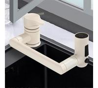 Mitigeur Cuisine sous Fenetre Robinet Cuisine Rabattable Rotation Mode 3 Trou Unique Eau Froide et Chaude Robinet de Cuisine-Beige