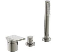 Mitigeur de baignoire 3 trous Ideal Standard Extra BD517GN 233x95x204 mm, sans bec, avec douchette, coloris argent tempête