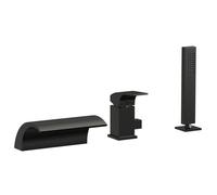 Mitigeur de baignoire EVERSTEIN M5164BW noir mat robinet sur plage 3 trous corps laiton douchette flexible bord salle de bain