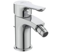 Mitigeur de bidet Ideal Standard Alpha, hauteur sous bec 70 mm, douchette de bidet économisante d'eau avec bonde de vidage, nettoyage facile, rotule orientable - Chrome (50 x 145 x 131 mm)