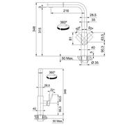 Mitigeur de cuisine - FRANKE - FC 0442 - Mythos - Douchette extractible - Bec pivotant 360° - Noir