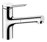 Robinet de cuisine Hansgrohe Zesis M33 150, douchette extractible, pivotante, 2 jets, chromée