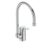 Mitigeur de cuisine monobloc chromé à bec haut col de cygne Olyos Porcher