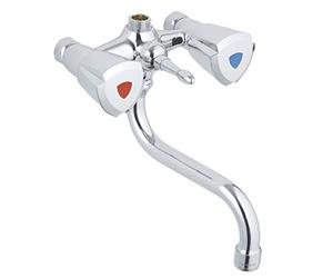 Mitigeur de douche apparent avec cartouche céramique robuste, pour baignoire et douche, montage facile (chrome, 26013000)