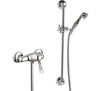 Mitigeur de douche de luxe en applique avec verre cristal Swarovski argenté - ensemble de douche de salle de bain avec barre de douche