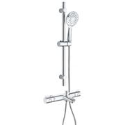 Mitigeur de douche GROHE Grohtherm 800, système de douche avec flexible BELVIT, barre de douche, pomme de douche Slim et porte-savon avec 3 types de jets et SafeStop