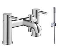 Mitigeur de douche mural avec douchette à main, finition chrome, corps en laiton, mélangeur à deux leviers