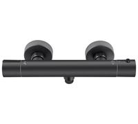 Mitigeur de douche thermostatique - Réglage de sécurité 38 °C - Alliage de zinc - Noir - Kit complet pour salle de bain