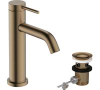 Mitigeur de lavabo à levier unique hansgrohe Tecturis S, finition bronze brossé, avec technologie CoolStart et EcoSmart+, comprenant un mécanisme de vidange à tirette