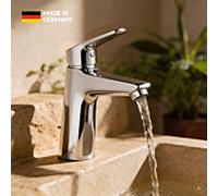 Mitigeur de lavabo CARLDIX 02000012-00, saillie de 125 mm, avec bonde, chromé