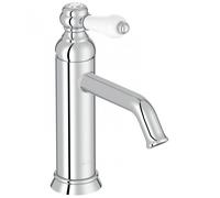 Jacob Delafon - Mitigeur lavabo Louise - Design Rétro, poignée céramique - Économie d’eau - Installation facile - 17x23,20x5,5 cm - Finition Chrome - E24360-CP