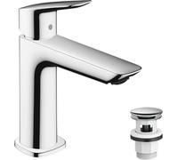 Mitigeur de lavabo hansgrohe 110 Fine Logis avec garniture d'écoulement Push-Open chromée, 1 pièce.
