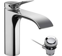 Mitigeur de lavabo hansgrohe Vivenis 110 avec garniture d'écoulement à tirette chromée, 1 pièce.