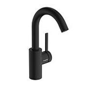 hansgrohe Zesis S Mitigeur monocommandé pour lavabo 210 CoolStart, avec bec pivotant et vidage Push-Open, 74742670, Couleur: noir mat