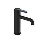Mitigeur de lavabo Hewi AQ477 AQ1.12M1136050 sans bonde, finition peinture époxy noir mat profond, poignée bleu acier