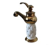 Mitigeur de lavabo pour salle de bain avec design en strass, cartouche en | Mélangeur monocommande en métal avec décoration en strass, robinet résistant à la rouille pour lavabo (or blanc)
