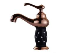 Mitigeur de lavabo pour salle de bain avec design en strass, cartouche en | Mélangeur monocommande en métal avec décoration en strass, robinet résistant à la rouille pour lavabo (rose-noir)