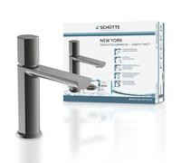 Mitigeur de lavabo SCHÜTTE NEW YORK, mitigeur de salle de bains avec bouchon escamotable en graphite mat